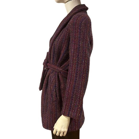 Claude Barthelemy Paris Vintage Tweed Boucle Tie Waist Jacket Coat - Picture 7 of 9